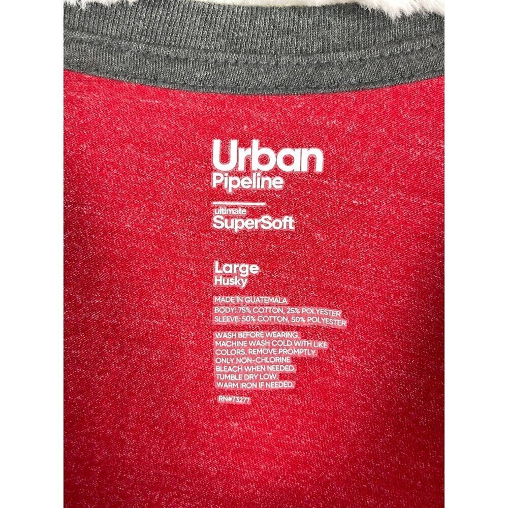 2 Boys Urban Pipeline Ultimate SuperSoft Large Husky Shirts Red Blue Gray Raglan - Picture 3 of 7